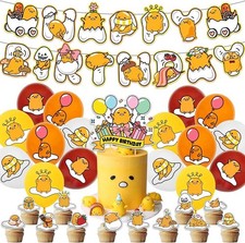 Funny Gudetama Birthday Party Supplies Set Include Banner Balloons Cake Toppers