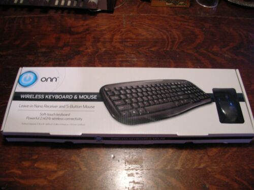 ONN Wireless Keyboard & Mouse 2.4 GHz Nano Receiver & 5 Button Mouse NEW IN BOX!