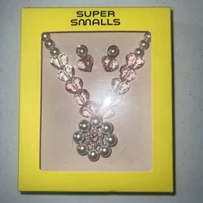 Super Smalls Pink White Pearl Necklace and Earrings Jewelry Set for Girls age 3+