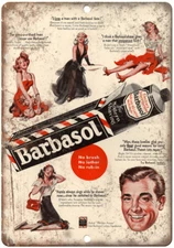 Barbasol Modern Shaving Cream Ad 12" x 9" Reproduction Metal Sign ZF153