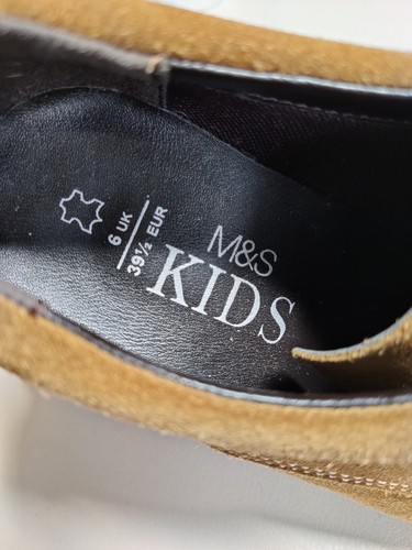 VGC BOYS M&S KIDS UK 6 EU 39.5 TAN BROWN SUEDE LACE UP SMART DERBY SCHOOL SHOES - Picture 6 of 6