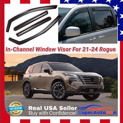 For Rogue 2021-24 In-Channel Vent Window Rain Visors Wind Guards Shade Deflector