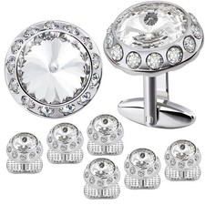 HAWSON Birthstone Tuxedo Studs and Cufflinks Set for Men's Suit Tuxedo Formal...
