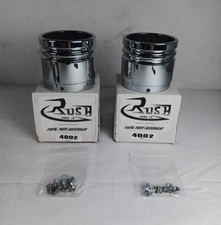 RUSH RACING FOR HARLEY DAVIDSON SET OF 2 CHROME EXHAUST END CAPS TIPS 4002