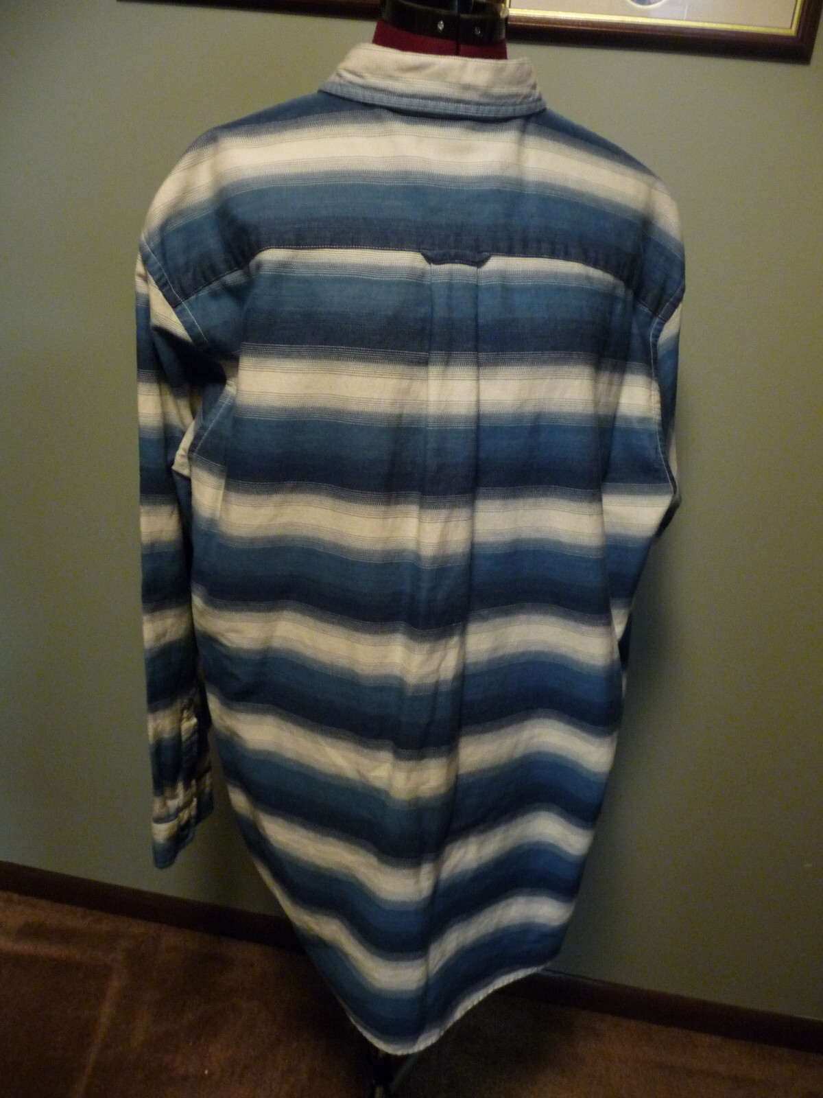 Pendleton Horizontal Striped  Blues white Button … - image 4