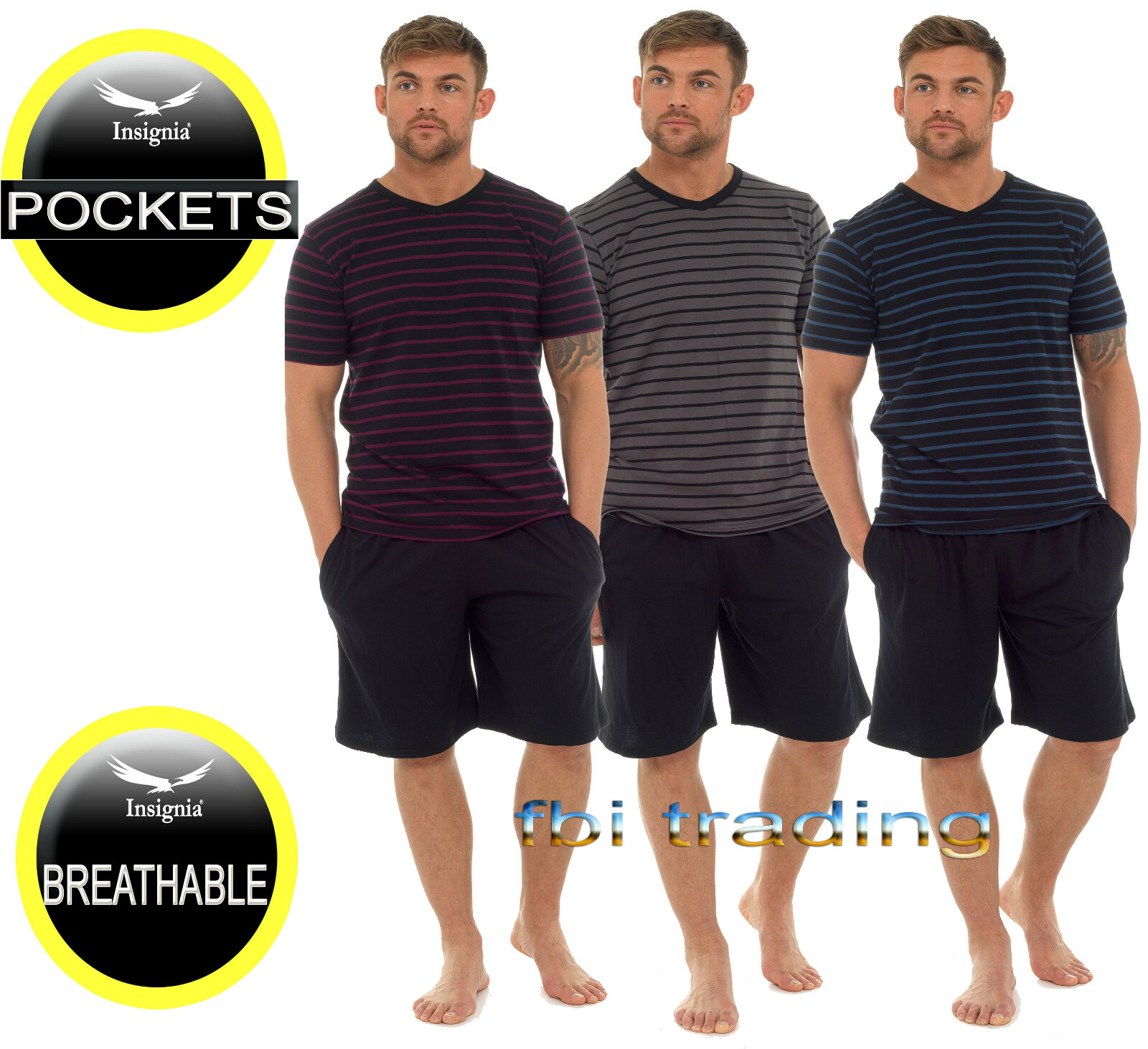 Mens Pyjamas Shorts Set Night Suit Short sleeve Night Pj Loungewear