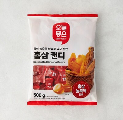 Korean LOTTE MART GOOD TODAY Red Ginseng HONGSAM Candy 500g 1, 2Pack
