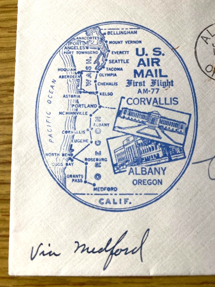 1947 FIRST FLIGHT U.S. AIR MAIL dedication envelope ALBANY and CORVALLIS, OREGON - Image 2 of 4