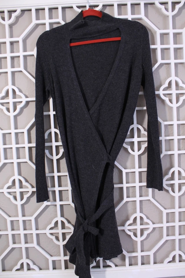 Vestido para mujer Diane Von Furstenberg M carbón revuelto Janeva envolvente lana cachemir Foto 2 de 4