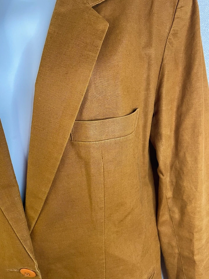Chaqueta Blazer ADOLFO INTERNATIONAL Lino Forrada Cuello Vintage Años 80 90 Talla 6 Foto 3 de 4