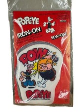 5 INCH POPEYE POW Iron-On/Sew-On Felt Patch 1980 4 Vintage Shirts