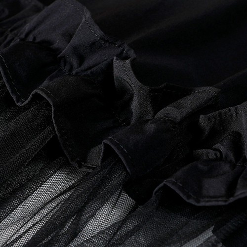 Women Thin Mesh Splice Skirt Elastic Waist Gauze Half Dress A-line Ruffle Skirt - Bild 13 von 15