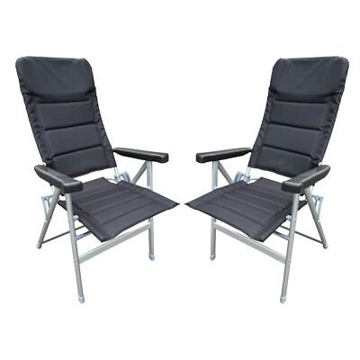 Deluxe Reclining Padded Aluminium Folding Chair camping