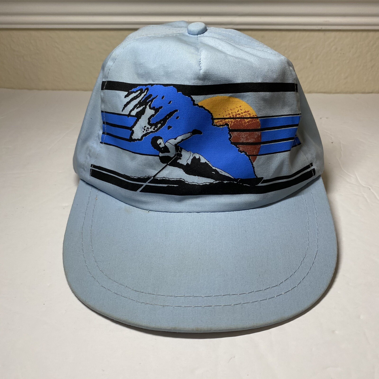 Vintage Blue Surf Mesh Trucker Snapback Hat Adjustable Universal Fit