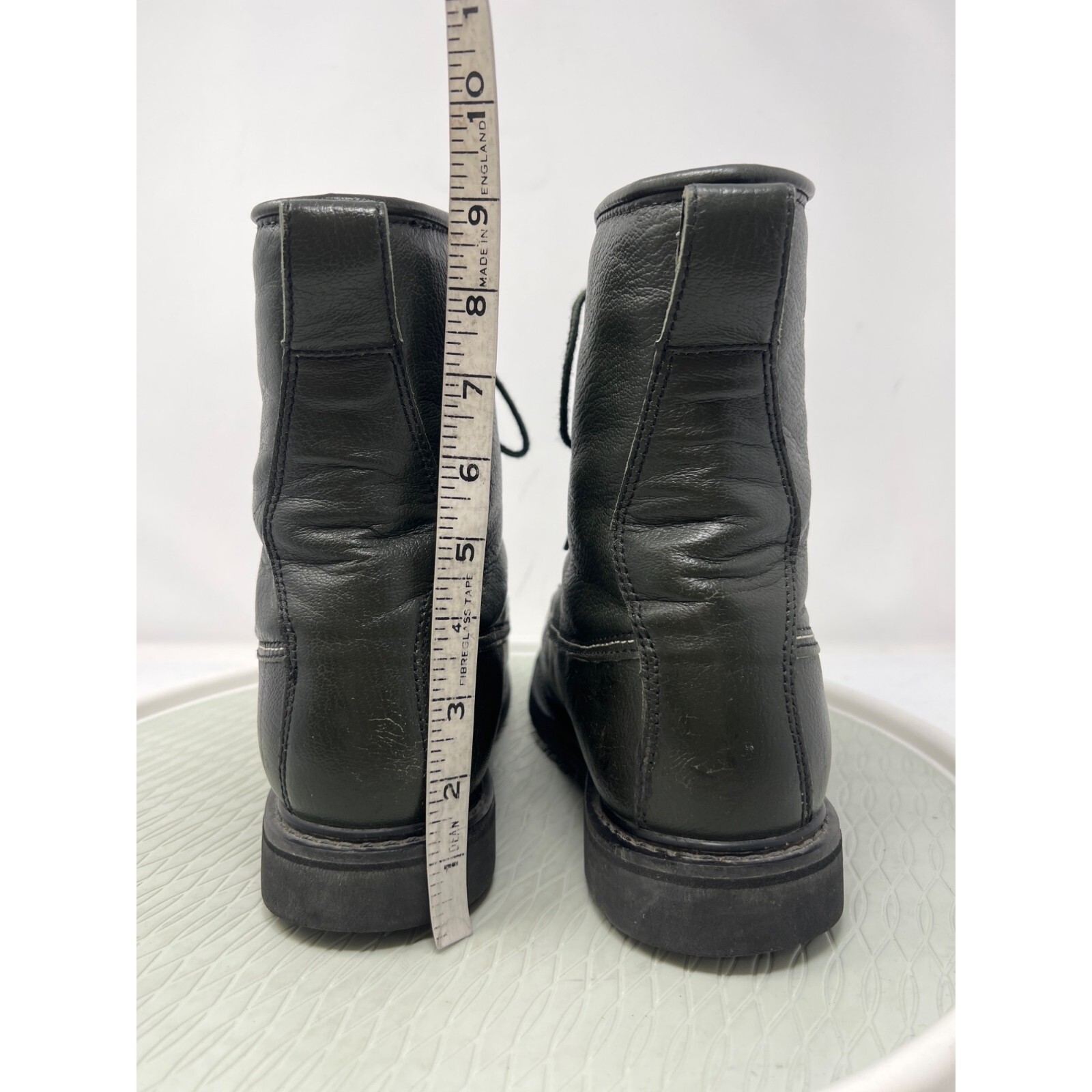 Vintage USA Cabelas Green Leather Hunting Moc Toe Boots Gumlite Vibram