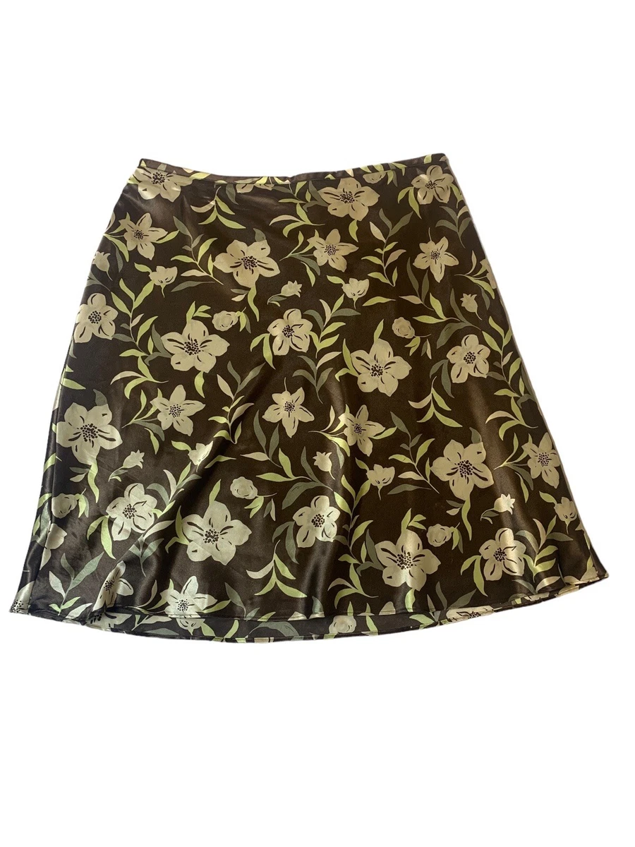 Geoffrey Beene Sport Tan A-line Knee Length Button Skirt Womens Size