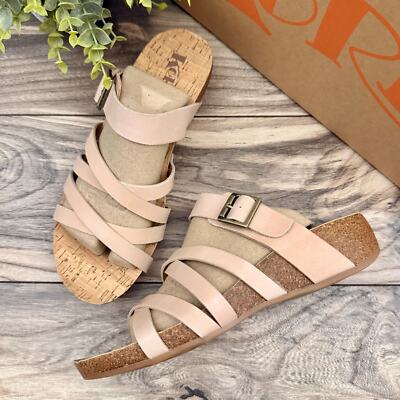 NIB Korks by Kork Ease Aster 8M Light Pink Leather Cork Slide Wedge Sandal