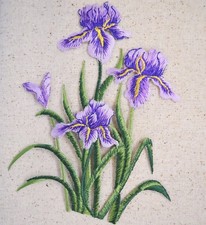 6" Purple Iris Group, Flowers, Spring, Iron on Patch