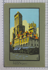 Engraving Art Deco Color Stencil Antique Caen France BM53.6G