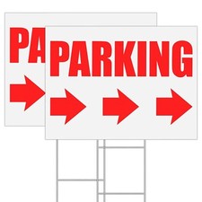 2 Pack Parking Sign with Metal H-Stake with Right Directional Arrows 16X12 in...