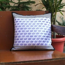 Indian Cotton Quilted Blue Elephant Cushion Covers All Size Pillow Covers Throws