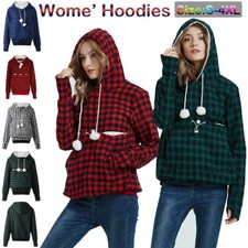 Women Hoodies Jumper Ladies Large Pocket Pets Dog Bag Sweatshirt Pullover S-4XL