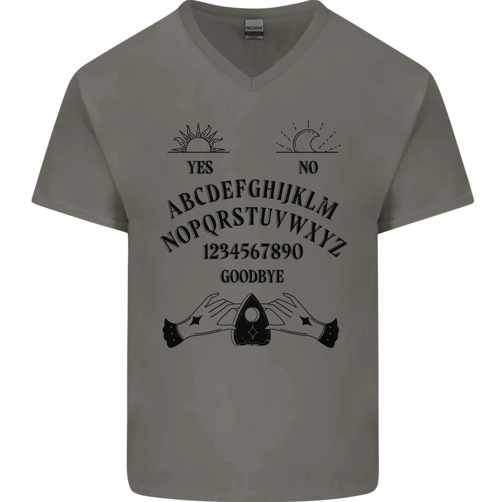 Camiseta De Algodón Para Hombre Con Cuello En V De Ouija Negra Oscura Voodoo