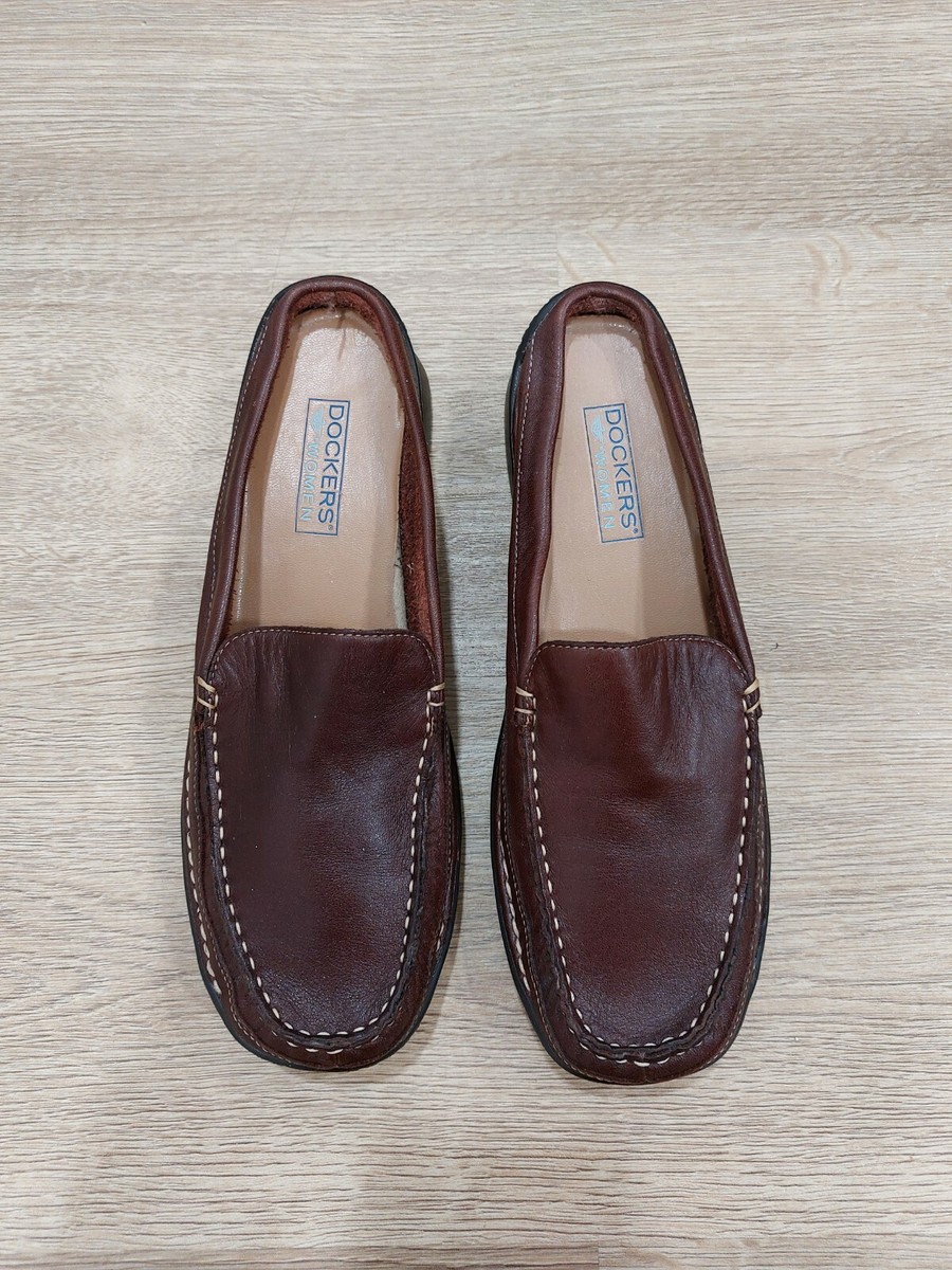 M DOCKERS WOMEN/LEATHER UPPER/SLIP-ON/MULE SHOES/BROWN/SIZE 7,5 M