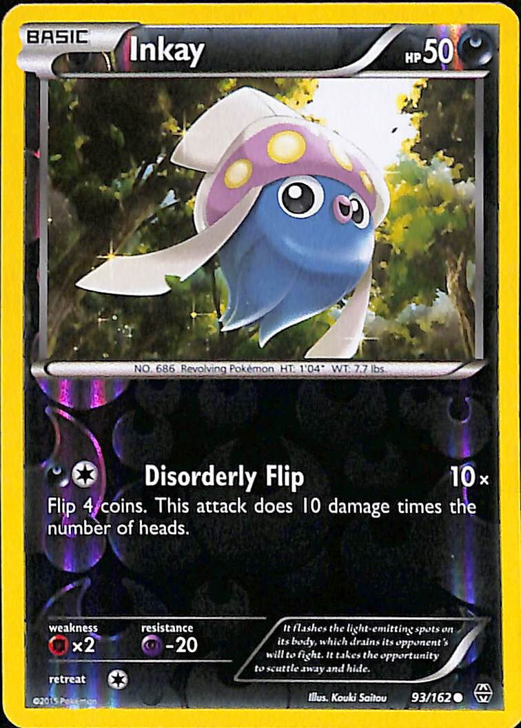 Inkay Reverse Holo 93/162 Pokémon 2015 XY Breakthrough