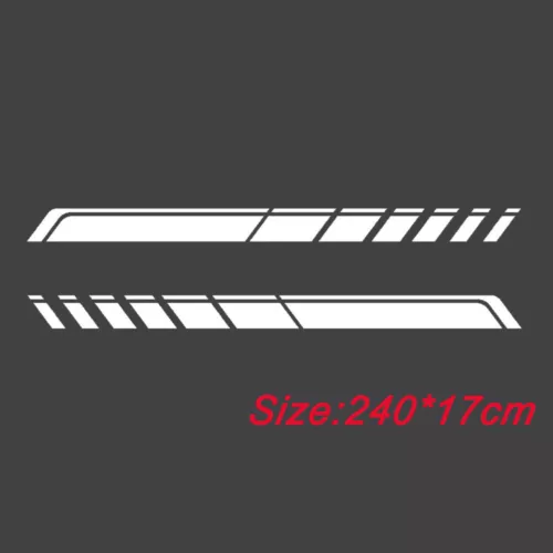 2x 94'' White Sport Stripe Graphics Car Body Side Decal Sticker For Truck SUV Et - Bild 2 von 5