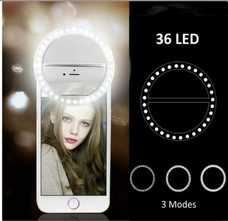 Super Bright Phone Light Recharge Portable Selfie LED Ring Light iPhone Samsung