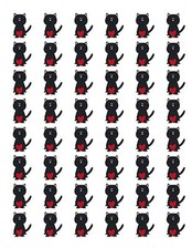 48 BLACK CAT HEART ENVELOPE SEALS LABELS STICKERS 1.2" ROUND