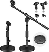 Microphone Stand Desk Adjustable: Boom Arm Mic Stand Desktop with 2 Mic Clips