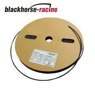 BLACKHORSE-RACING 100 FT/100' Feet 1/8" 3mm Polyolefin 2:1 Heat Shrink Tubing Tube Cable UL Black