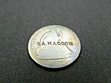 S. A. MAGOON  COUNTER STRUCK ON  1875 C C  HALF DOLLAR.  RARE.
