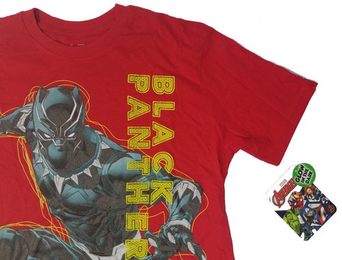 Marvel Avengers Black Panther Glow In The dark Boys T Shirt Red Size XXL 18 - Picture 4 of 11