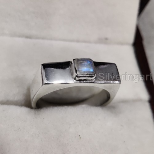 NATURAL AAA RAINBOW MOONSTONE HEALING 925 STERLING SILVER UNISEX CHRISTMAS RING - Bild 3 von 6