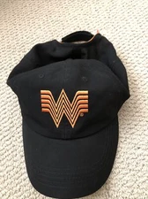 Whataburger Black Hat Employee Uniform Work Cap Strap Back