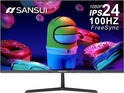 New Monitor 24 inch 100Hz IPS 1080P Computer Monitor HDMI VGA HDR Tilt VESA