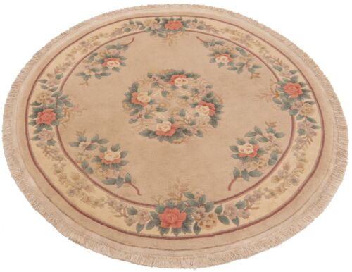 Chine Ø : 204 Cm Tapis Oriental Fait Main, Beige Rond - Picture 3 of 9