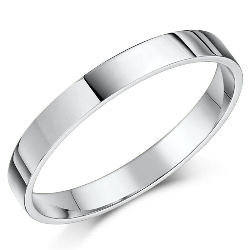 2mm Platinum Wedding Ring Medium Weight Flat Court Shape UK Hallmarked Sizes H-R