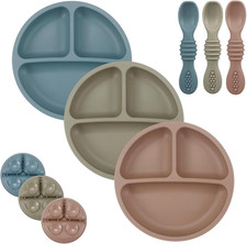 Set de Alimentacion para Bebe 3 Platos para Nino Pequeno con 3 Cucharas 100 Por