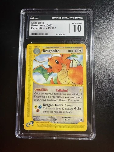 CGC 10 GEM MINT Dragonite 43/165 Expedition Base Rare 2002 Vintage WOTC Pokémon