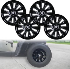 Gloss Black 8" Golf Cart Hub Caps Wheel Covers for EZGO Club Car Yamaha