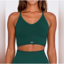 SET Active Womens Sculptflex Ribbed V Bra Racerback Sporty Athleisure Size S