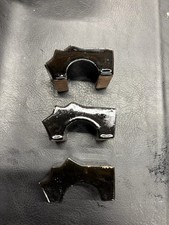 Set of 3 x Glazed Ceramic Plant Pot Feet Black Plant Stand