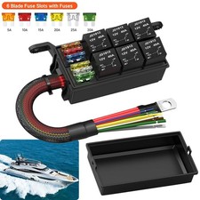 6-Wege 12V Relaisbox Sicherungsblock Vorverdrahtet Relaishalter KFZ Auto Boot