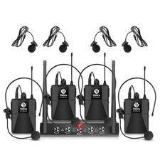 UHF 4 Channel Wireless Microphone System Pro Cordless Wireless Kit UHF