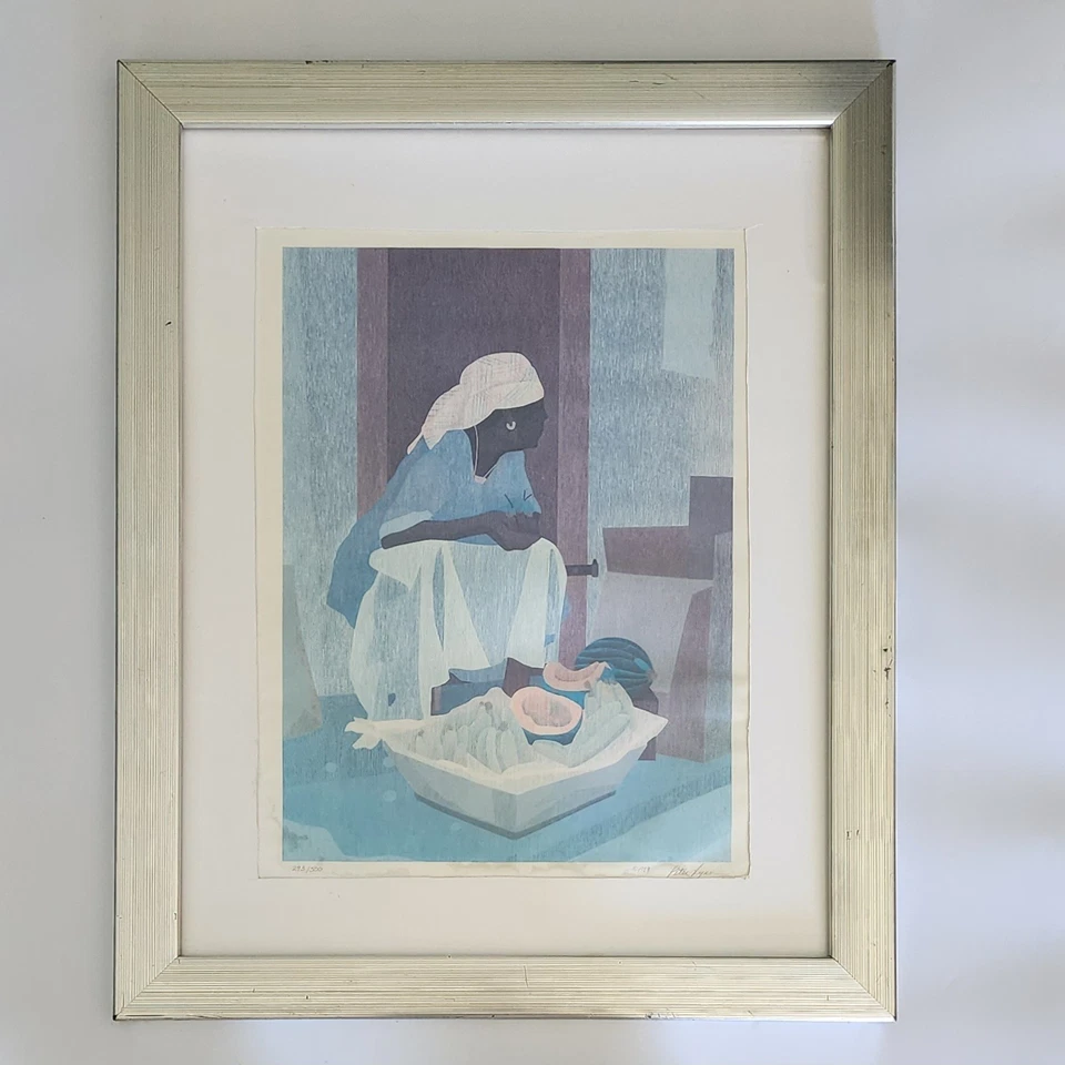 Serigrafía Peter Lynn "Mercado" Edición Limitada Firmado Enmarcado Arte De Colección Foto 2 de 4