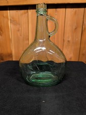 Green Glass Jug Bottle 1.5 Liter w Loop Handl...